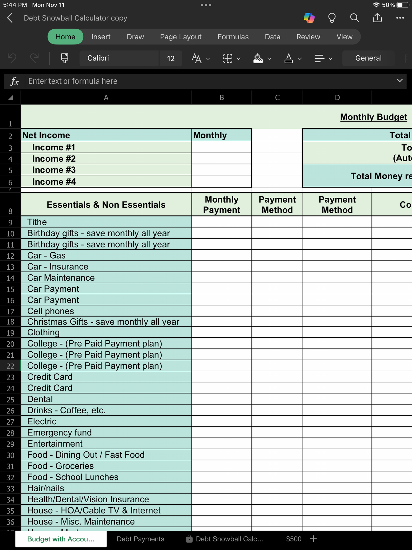 Monthly Budget & Expense Tracker